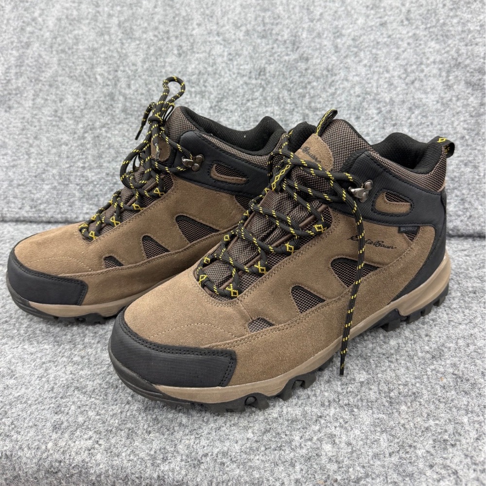 Eddie Bauer Waterproof Hiking Boots Brown Black Suede Mesh Trail Shoes Size 11